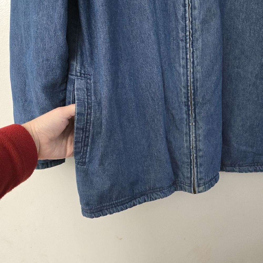 Blair Vintage Women's M Blue Denim Jacket Fleece Lined Aztec Southwest Boho Chic - Picture 6 of 11